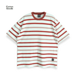 GINO WHITE MAROON RED OVERSIZED STRIPED TEES
