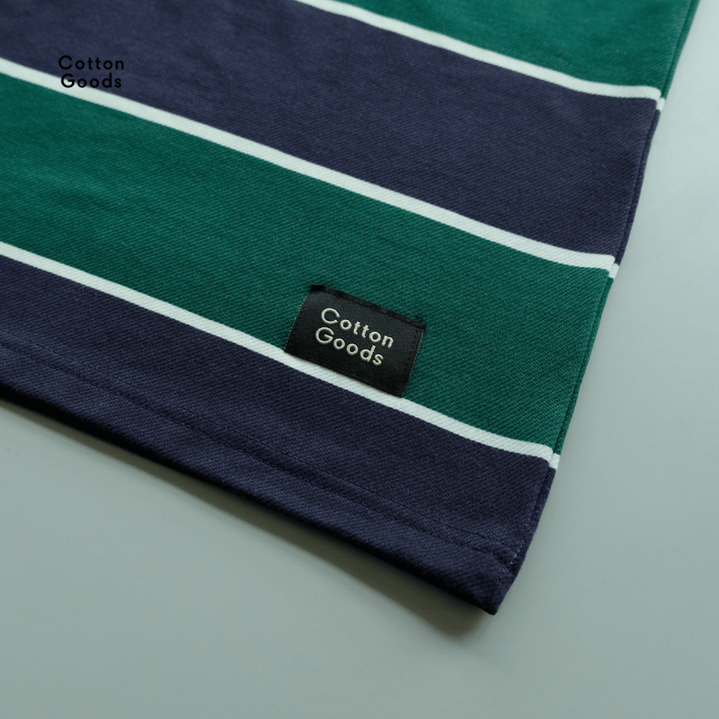 BENCE NAVY GREEN WHITE OVERSIZED STRIPED TEES