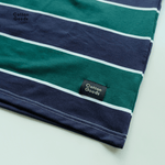 CLAES NAVY GREEN WHITE LONGSLEEVE STRIPED RUGBY SHIRT