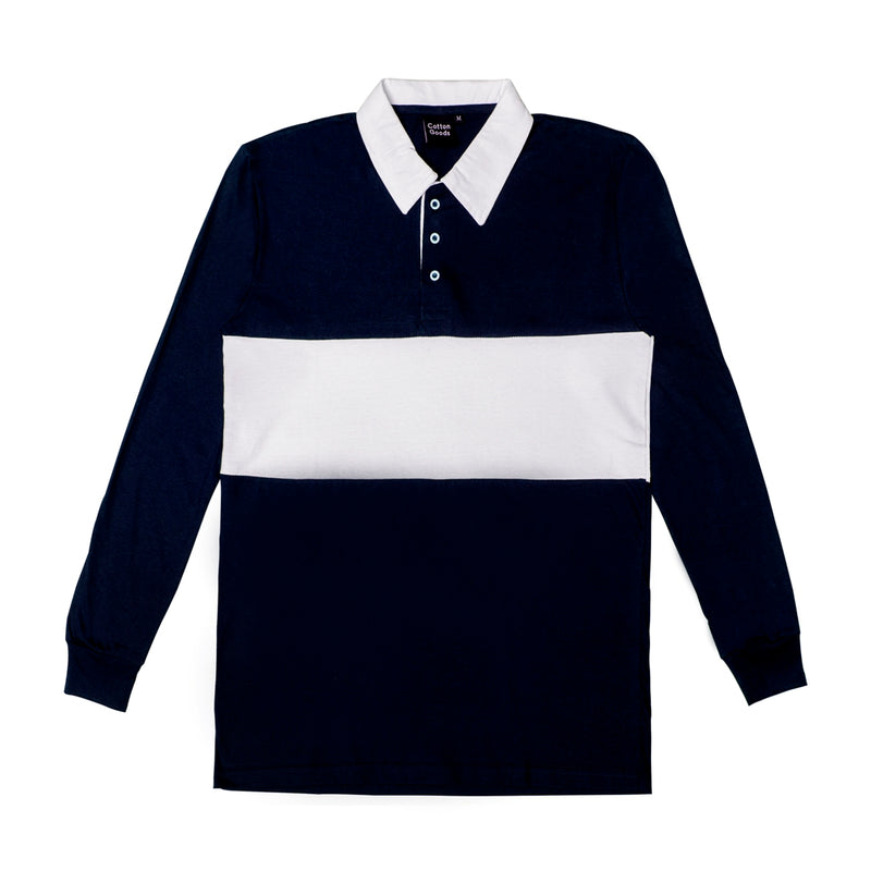 BEVERLY NAVY WHITE LONGSLEEVE RUGBY SHIRT