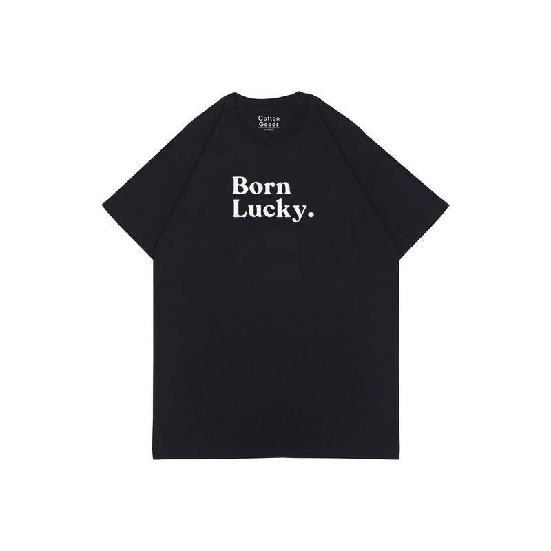 BORN LUCKY BLACK HW GRAPHIC OVERSIZED TEES