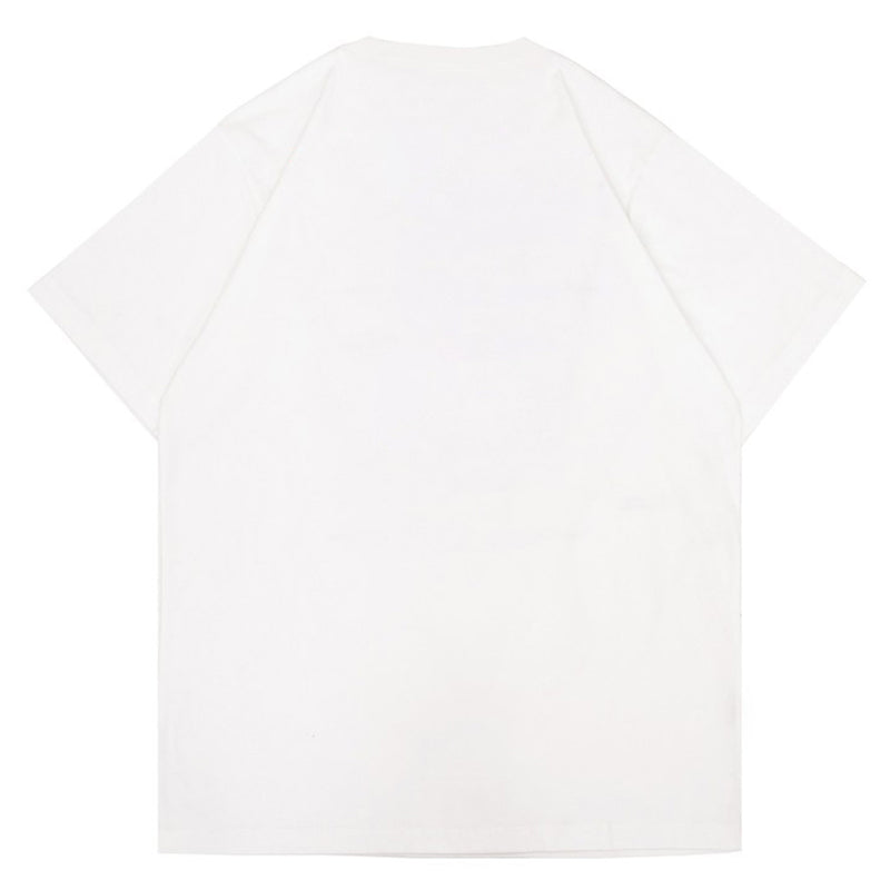DRAMATIC PLANET WHITE GRAPHIC OVERSIZED TEES