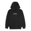 LIARS BLACK GRAPHIC FULLOVER OVERSIZED HOODIE