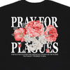 PRAY EOR PLAGUES BLACK GRAPHIC OVERSIZED TEES