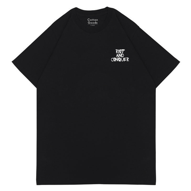 RIOT AND CONQUER BLACK GRAPHIC OVERSIZED TEES