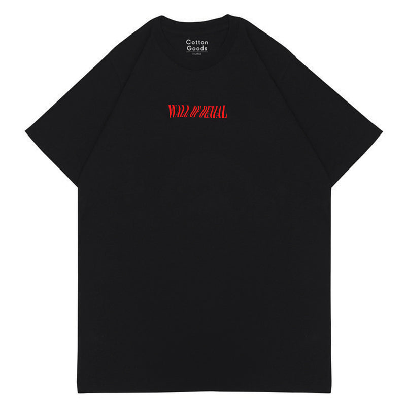 WALL OF DENIAL BLACK GRAPHIC OVERSIZED TEES