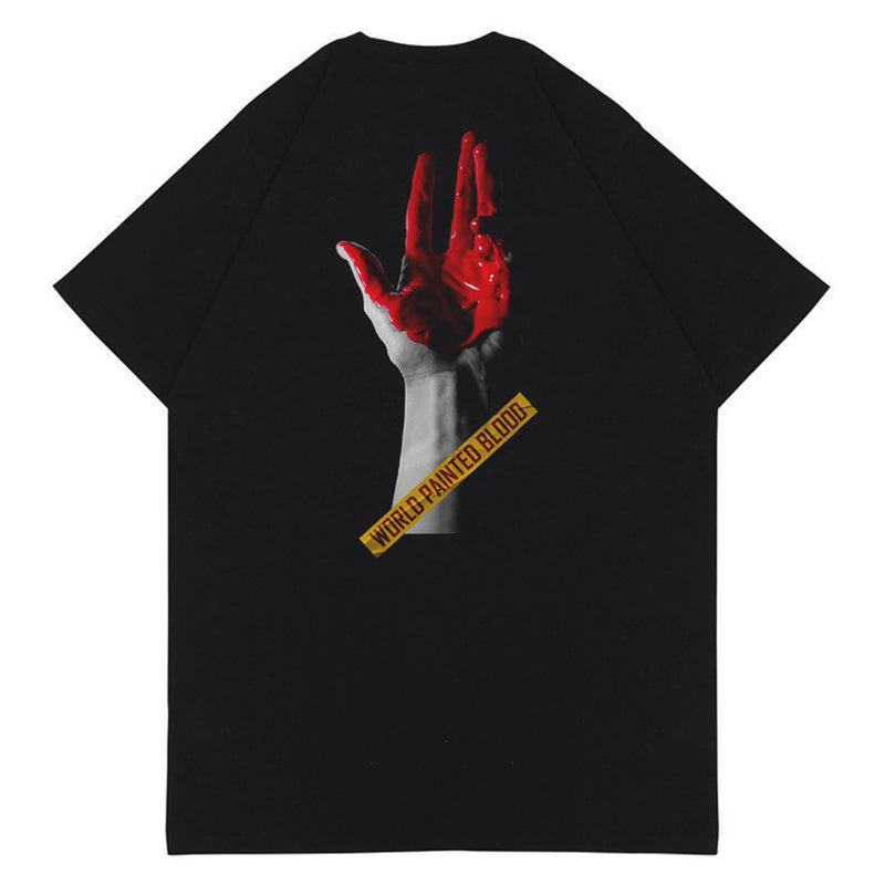 WORLD PAINTED BLOOD BLACK GRAPHIC OVERSIZED TEES