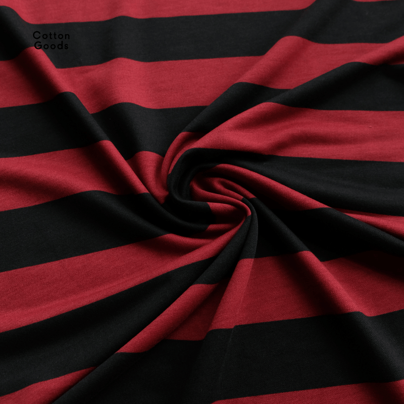IZZA BLACK RED OVERSIZED STRIPED TEES
