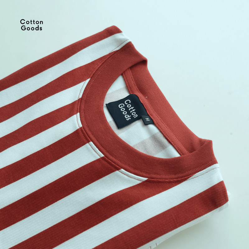 CASSIL RED WHITE OVERSIZED STRIPED TEES