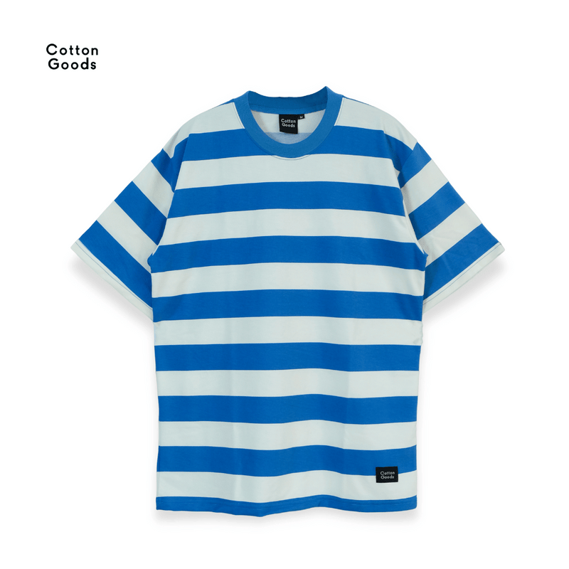 FLICK BLUE WHITE OVERSIZED STRIPED TEES
